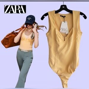 NWT Zara Soft Yellow Bodysuit Size Large